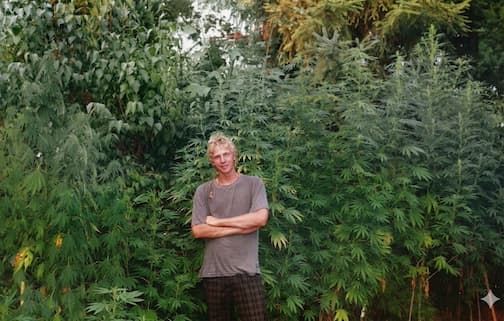 Anton 1995. Im Garten neben Sensi Seeds Outdoor-Sorten im Wachstum.